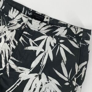 AllSaints Bambusa Swimshort Mens Medium Grey White Bamboo Leaf Print Swimshorts